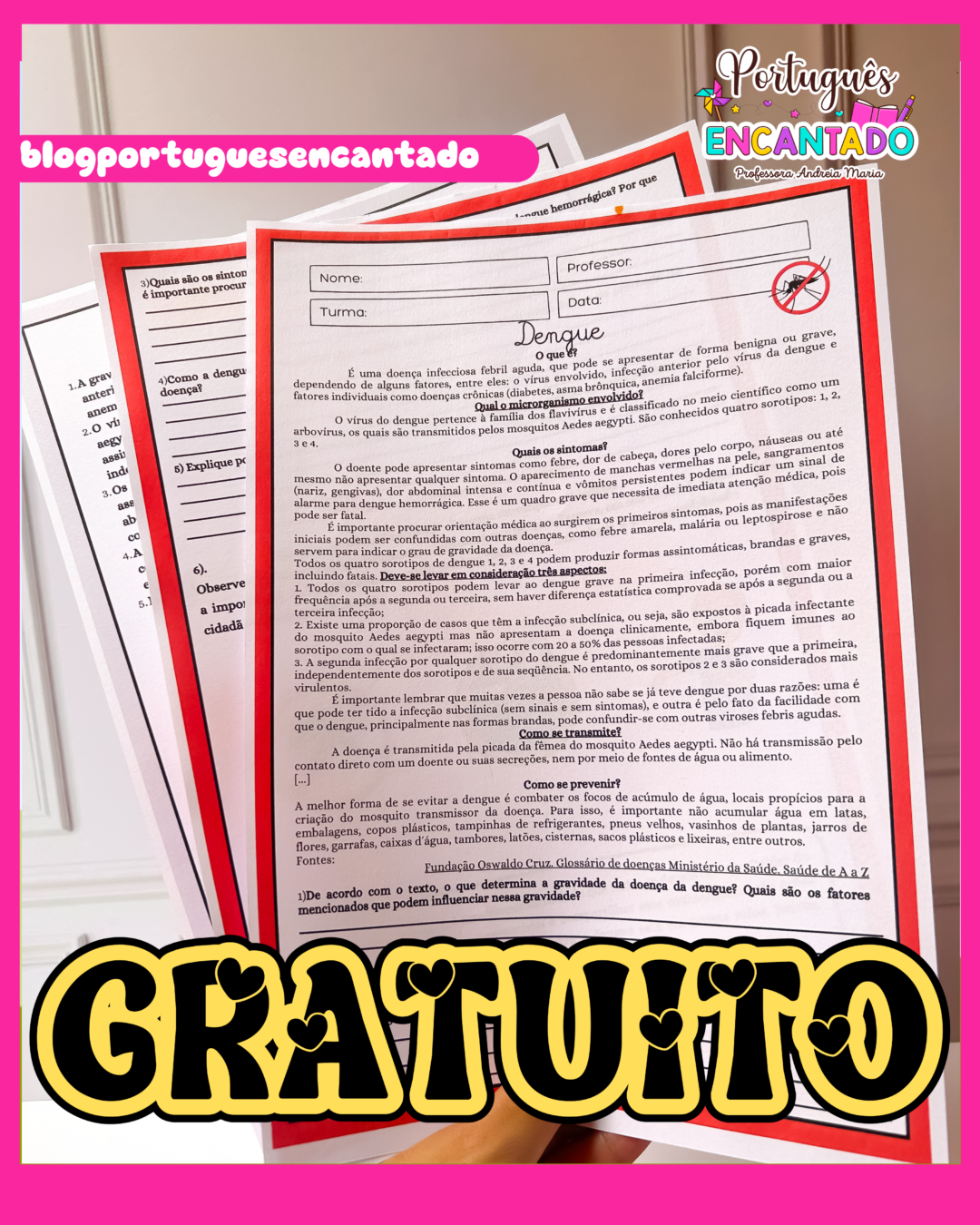 Interpretação de texto - Combatendo a Dengue
